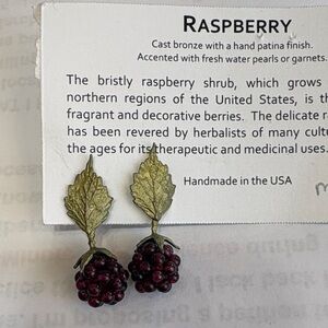 Raspberry Bronze Earrings with Garnet Accents by Michael Michaud